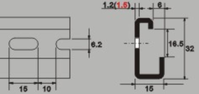 32x15x1.5mm Steel DIN rail-G type 3