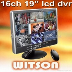 WITSON 16CH Realtime DVR Integrated with 19" LCD Monitor Support iPhone Monitor