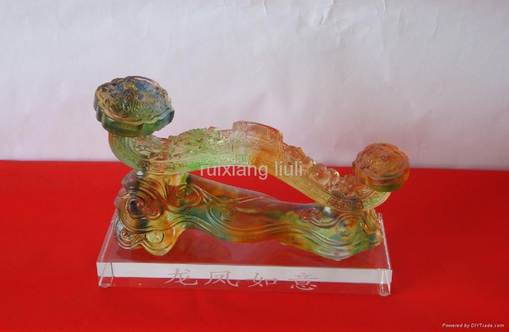 crystal crafts colored glaze Lion of Luck Welcome Ruyi 4