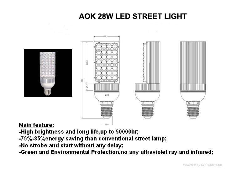 CE RoHs certificated 28W E40 LED Street Light Bulb 4