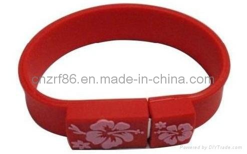 Fashion Silk Screen Printed USB Silicone Wristband