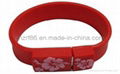 Fashion Silk Screen Printed USB Silicone Wristband