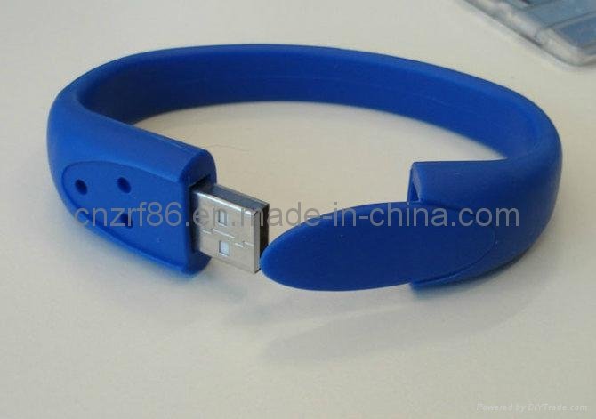 Fashion Silk Screen Printed USB Silicone Wristband 2