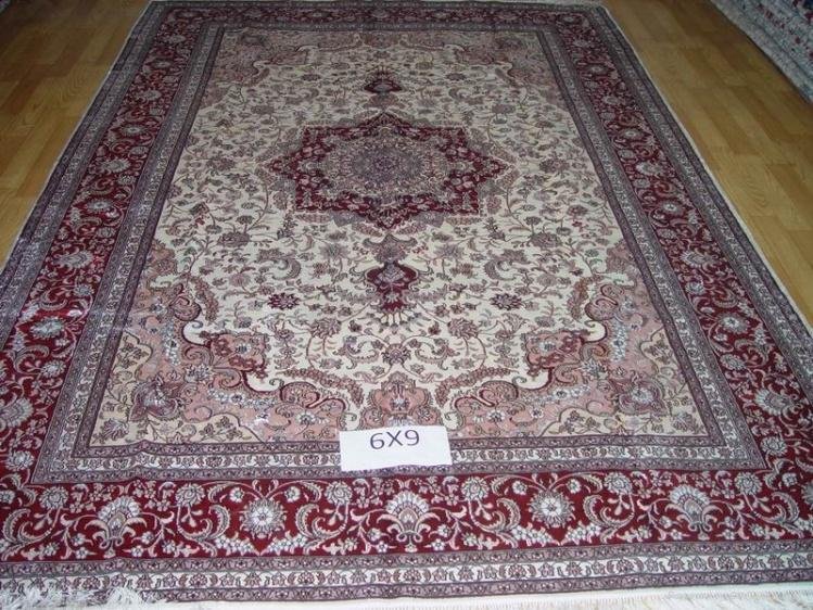 hand knotted oriental rug  silk carpet  2