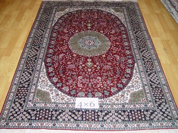 hand knotted oriental rug  silk carpet  3