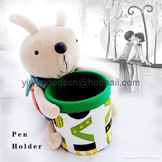 Plush cartoon pen holder