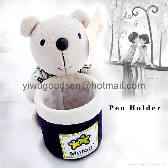 plush cartoon pen holder stationary