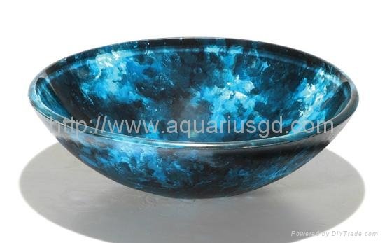 Blue Tempered Glass Vessel Sinks AQ2114