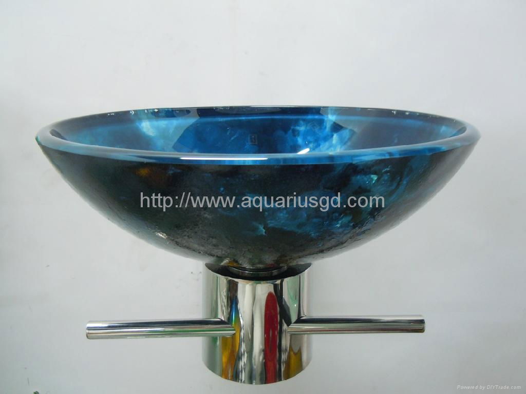 Blue Tempered Glass Vessel Sinks AQ2114 2