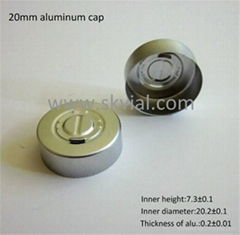 20mm aluminum seal cap with central tear off