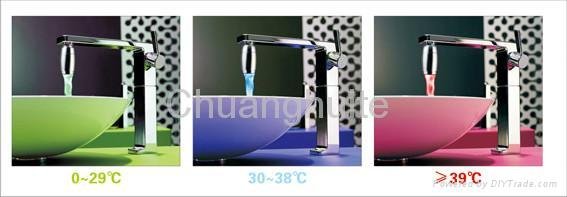 Temperature Sensitive LED 3 Color Changing Faucet light CHT-1112 3