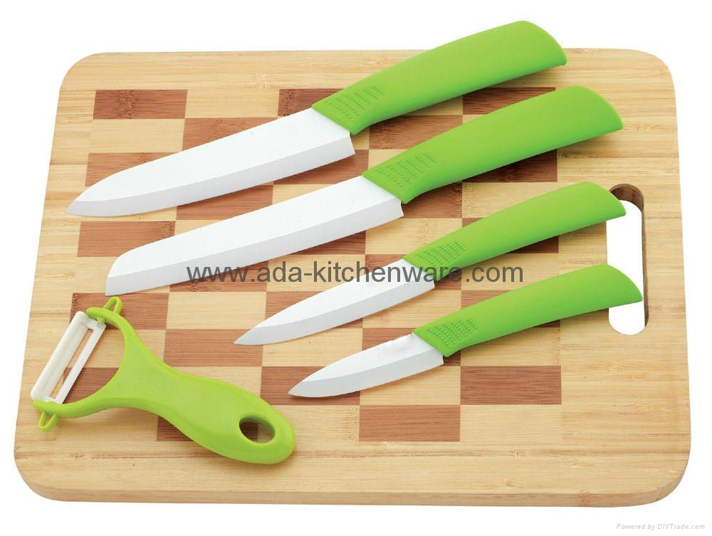 Ceramic Knife Set with Bamboo Cutting Board