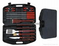 Barbecue Tool Set with Portable Plastic Tools Case Packing 5