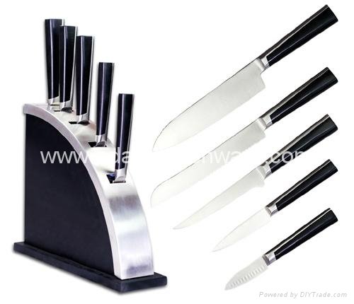 Kitchen Knife Set with Block POM Handle