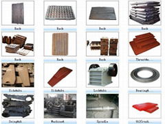 Jaw Crusher parts: Rack, Side Fender, Thrust Plate, Lock block, Bearing end-shie