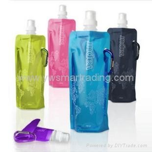 Frees shipping 100 pieces/lots foldable plastic water bottle 480ml water bag