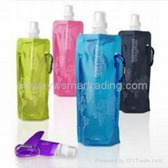 Frees shipping 100 pieces/lots foldable plastic water bottle 480ml water bag