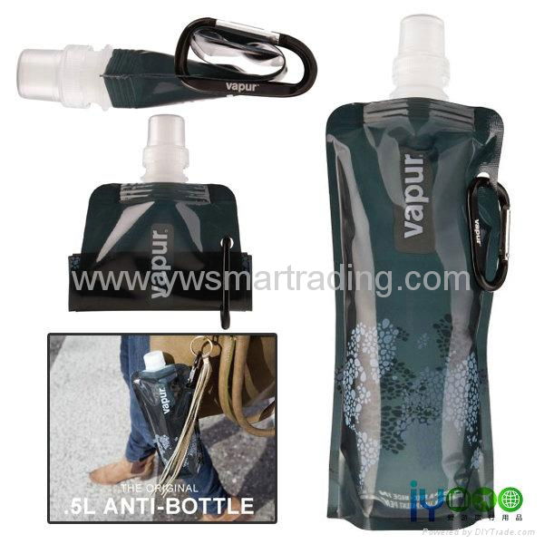 Frees shipping 100 pieces/lots foldable plastic water bottle 480ml water bag 5