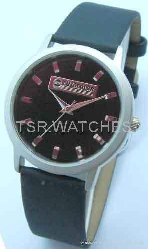 stainless steel watch with genuine leather strap 5