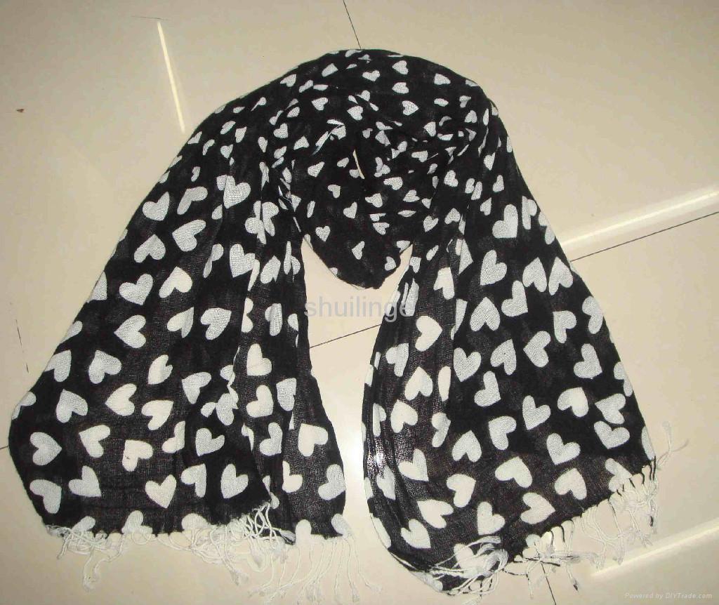 Printed peach heart cashmere scarves