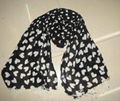 Printed peach heart cashmere scarves 1