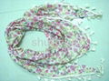 100% polyester printed scarves with lace