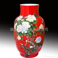 醴陵中国红瓷花瓶