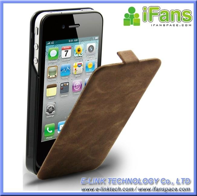 Luxury leather cover with extra battery for iPhone 4 4s