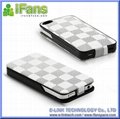 Luxury leather flip case extended battery for iPhone4 2