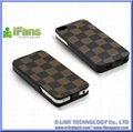 Luxury leather flip case extended battery for iPhone4 1