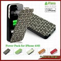 For iPhone 4 backup battery case leather