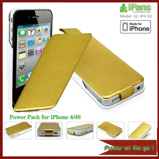 For iPhone 4 backup battery case leather cover 3