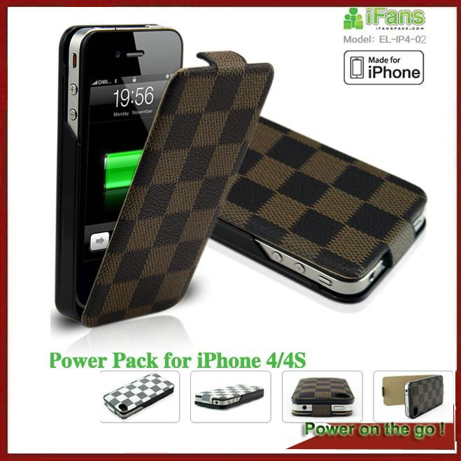 For iPhone 4 backup battery case leather cover 5