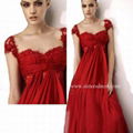 Empire Cap Sleeve Red Lace Prom Dress/Evening Dress/fr021