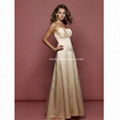 A-Line Strapless Champagne Satin Evening Dress/LST001