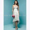 A-Line Strapless Ivory chiffon Front