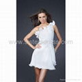 A-Line One Shoulder White Chiffon Above
