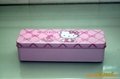 Tinplate pink stationery box  