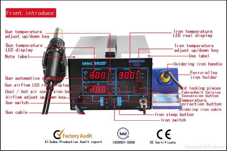 SMD soldering station,YIHUA 892D+(diaphragm pump) 2