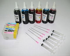 Set of 6 Refillable Cartridge and Refill Kits and Ink for Epson T50/T59