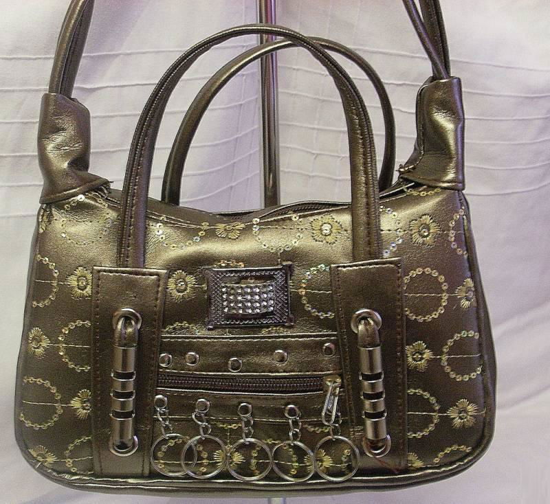 New MATALIC HANDBAG WITH GOLD SEQUINS & EMBROIDERY SHOULDER