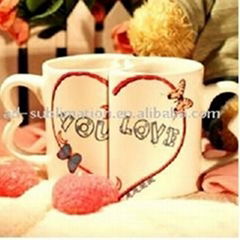 11 OZ Couple Mugs,Lover Mugs-Two Handles,Sublimation mug