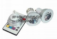 NTDX批發E27-3W可控硅遙控RGB調光射燈
