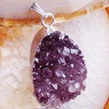 20pcs/MOQ Natural Amethyst Druzy Crystal Wrap Pendant 26-43mm 1