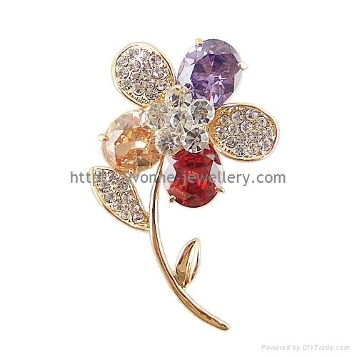 10pcs/MOQ Czech Crystal Rhinestone Flower Pin Brooch 2