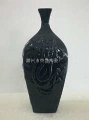 Black ceramics vase