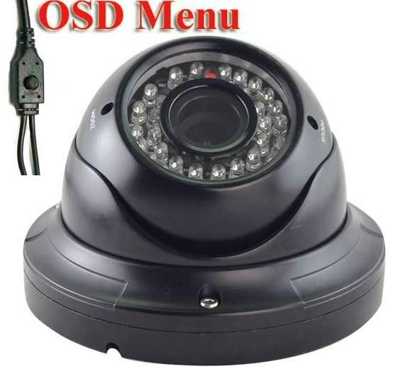 2.8-12mm Black 600TVL IR Waterproof Varifocal Dome Camera
