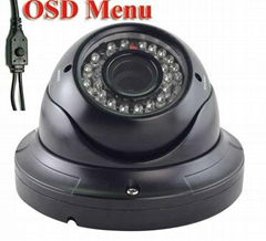 2.8-12mm Black 600TVL IR Waterproof Varifocal Dome Camera