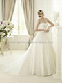 Pronovias Top Quality Embroidery Satin With Tulle Layers Wedding Gown Dress