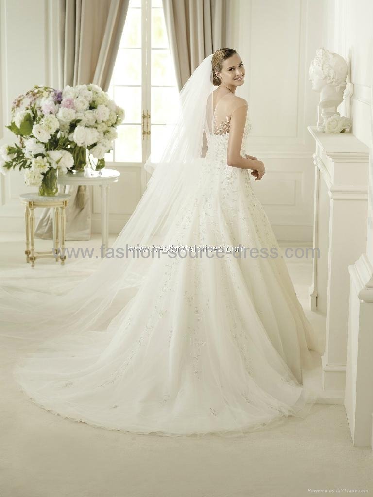 Pronovias Top Quality Embroidery Satin With Tulle Layers Wedding Gown Dress 2